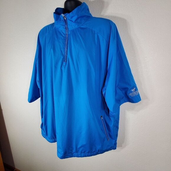 Mens XL Blue Half-Zip Short Sleeve Jacket Windbreaker Western Skies Golf Club - Picture 5 of 16
